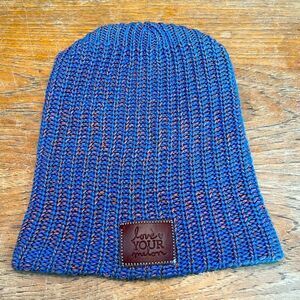Love Your Melon hat blue and orange beanie style
